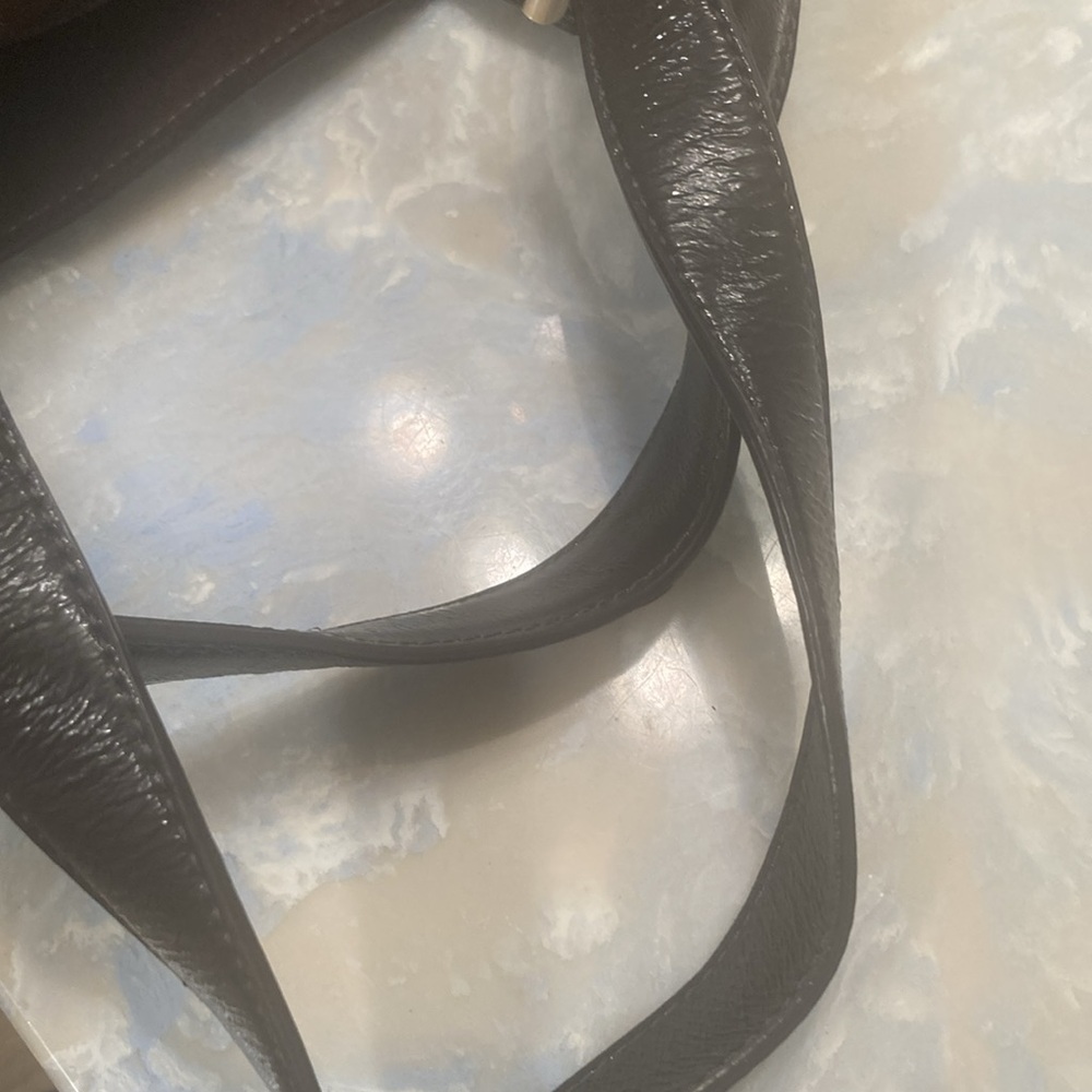 Cole Haan Brown Suede Crossbody
Messenger Bag Purse Patent
Accent Dbl Handle - Picture 6 of 9